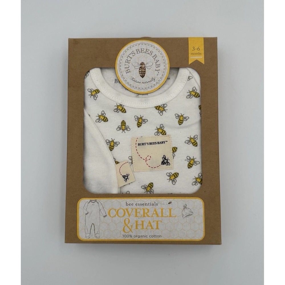 Burt's Bees Baby 100% Organic Cotton Coverall & Hat Outfit Soft 3-6 Months‎